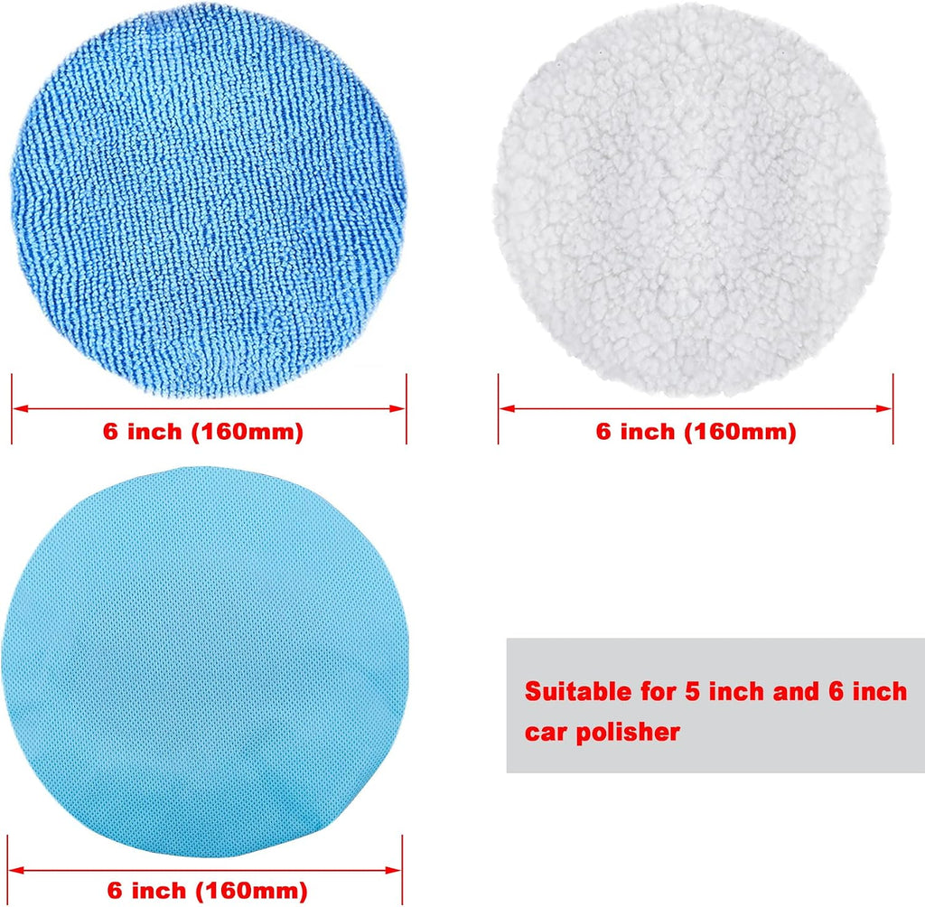 12 Pieces Car Polisher Pad Bonnet 5-6 Inch Polishing Bonnets Microfiber Waxer Bonnet Polishing Pad Bonnet Buffing Pad Cover Buffer Bonnets for Car Polisher