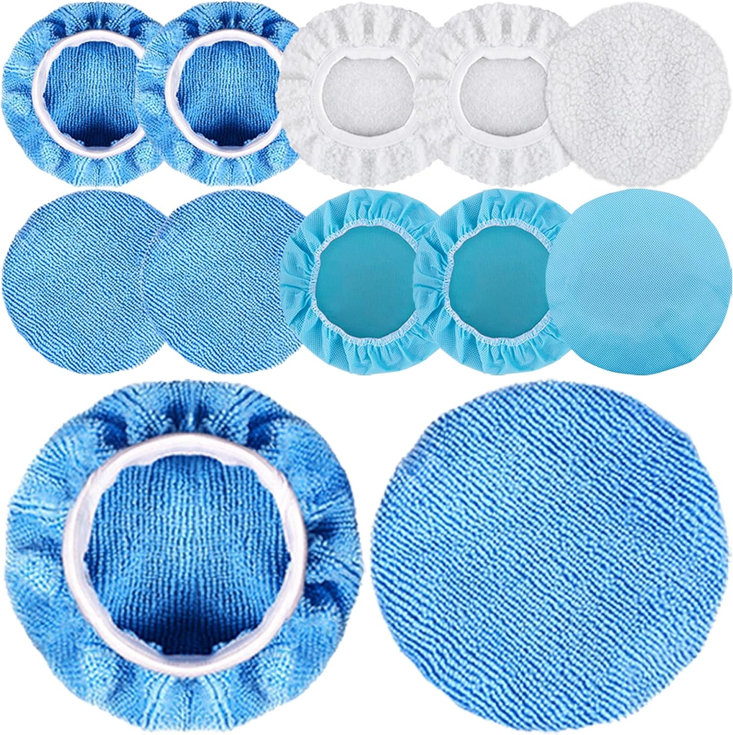 12 Pieces Car Polisher Pad Bonnet 5-6 Inch Polishing Bonnets Microfiber Waxer Bonnet Polishing Pad Bonnet Buffing Pad Cover Buffer Bonnets for Car Polisher