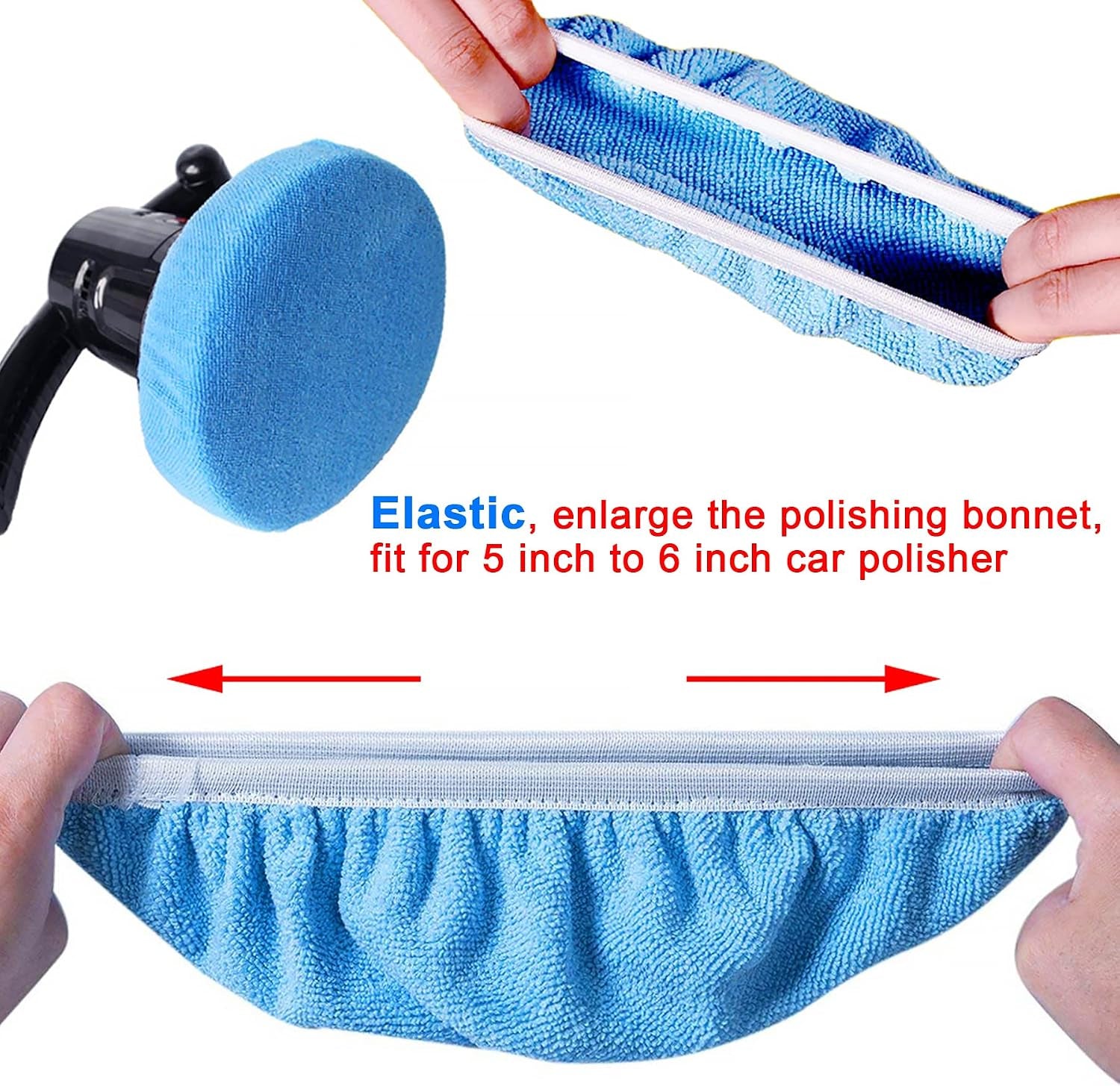 12 Pieces Car Polisher Pad Bonnet 5-6 Inch Polishing Bonnets Microfiber Waxer Bonnet Polishing Pad Bonnet Buffing Pad Cover Buffer Bonnets for Car Polisher