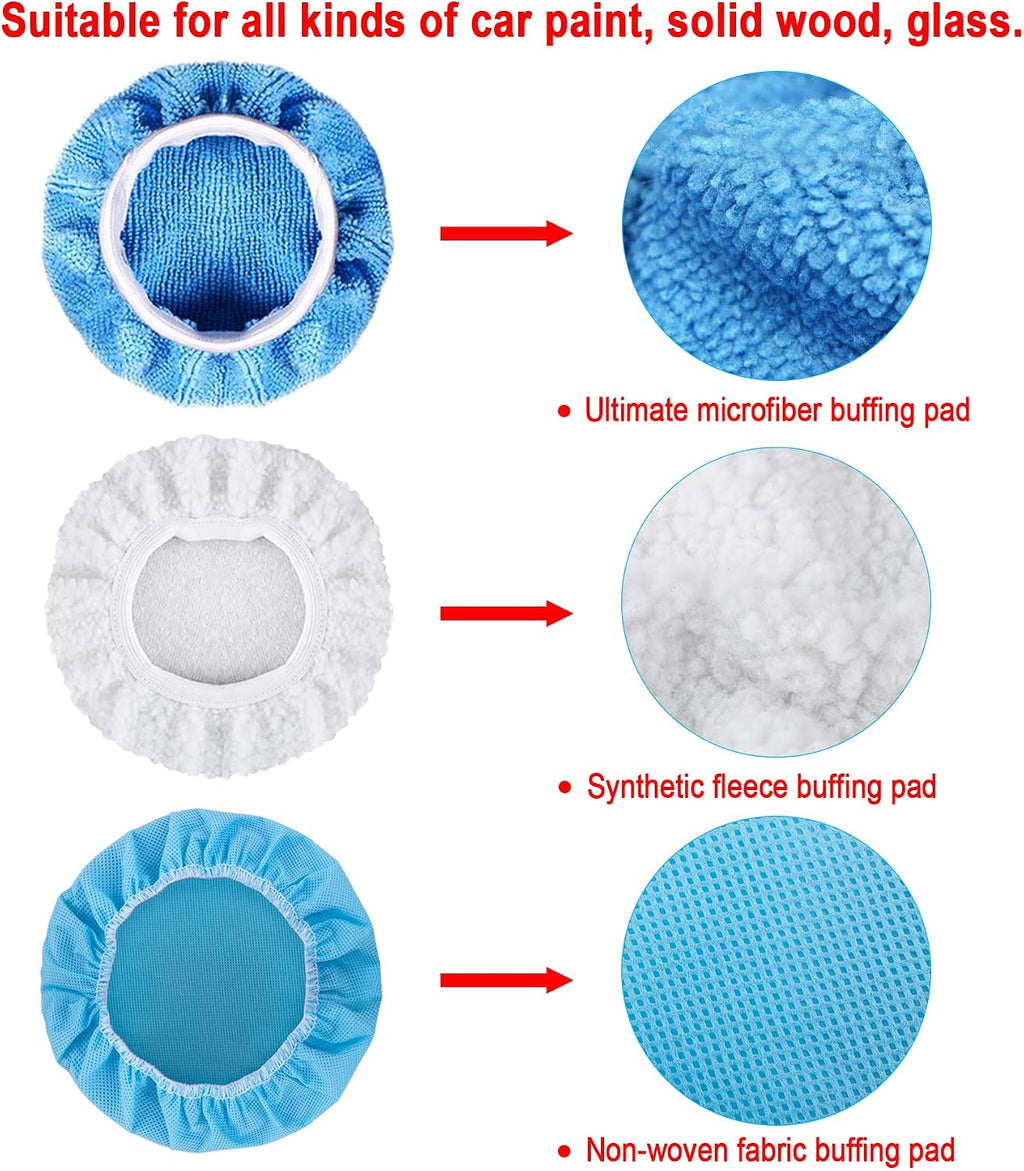 12 Pieces Car Polisher Pad Bonnet 5-6 Inch Polishing Bonnets Microfiber Waxer Bonnet Polishing Pad Bonnet Buffing Pad Cover Buffer Bonnets for Car Polisher